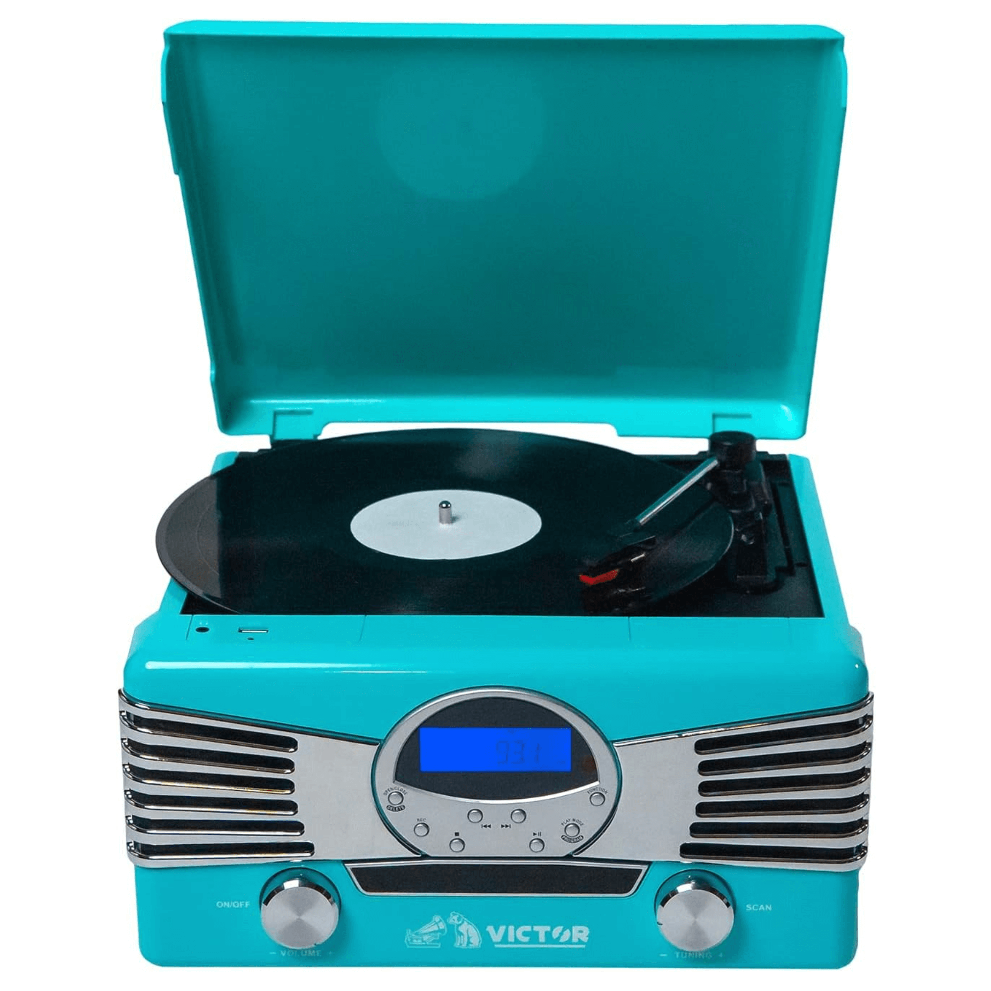 Victor Diner 7-in-1 Turntable Music Center Turquoise - Refurbished Jupiter Gear Home