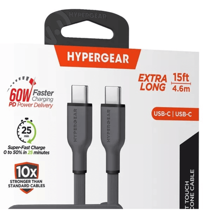 HyperGear Flexi PRO USB-C to USB-C Cable 15ft Jupiter Gear Home