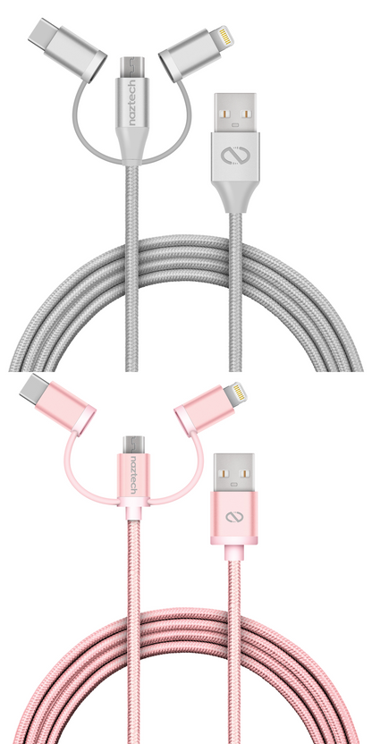 Naztech 3X1 Micro Lightning &amp; USB-C Charge &amp; Sync 6ft Cable Jupiter Gear Home