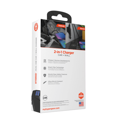 HyperGear Hybrid 2.1A Dual USB Car/Wall Charger Jupiter Gear Home