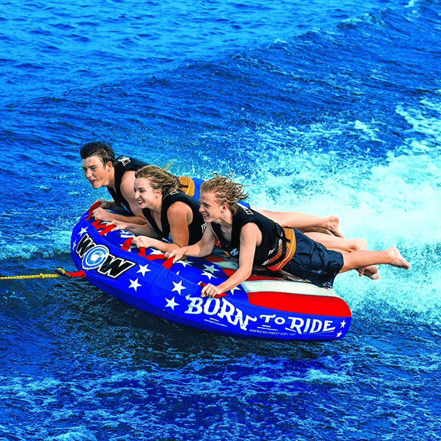 WOW Watersports Born to Ride 3 Person 3P Towable with Soft Top and EZ Tow Jupiter Gear Home