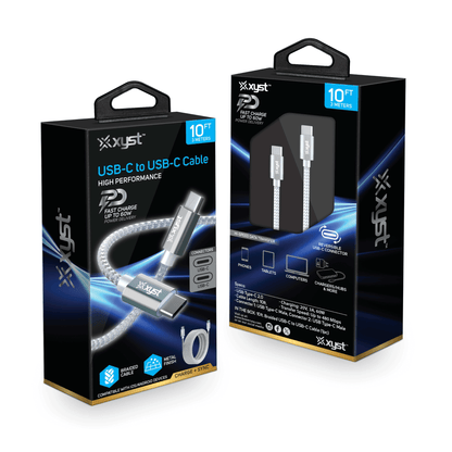 Xyst Braided USB-C to USB-C Charge and Sync Cable 10Ft Jupiter Gear Home
