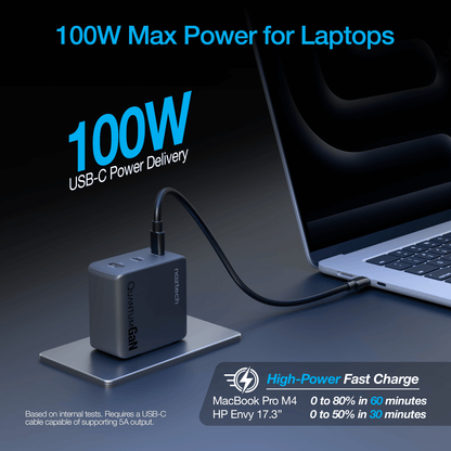 Naztech Nexus T100 100W USB-C PD + USB 3-Port GaN Ultra-Fast Wall Charger with PPS Jupiter Gear Home