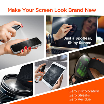 HyperGear ScreenWhiz 3-in-1 Screen Cleaning Kit w Cloth &amp; Solution Jupiter Gear Home
