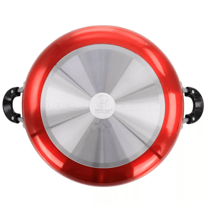 Better Chef 16" Aluminum Non-Stick Metallic Red Deep Fryer with Glass Lid Jupiter Gear Home