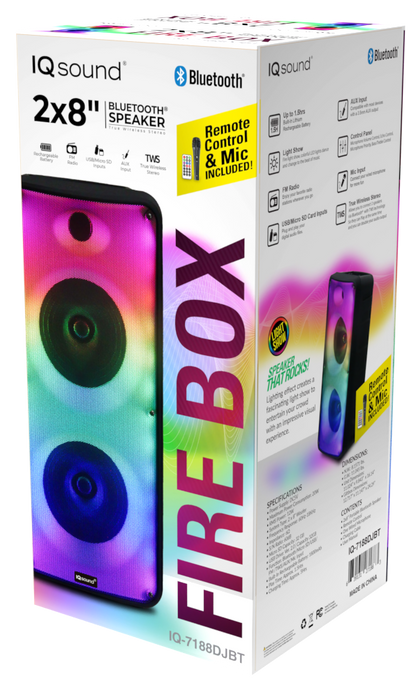 Supersonic 2 x 8" Bluetooth Speaker FIRE BOX with FM Radio and Remote Control Jupiter Gear Home