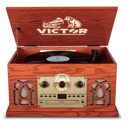 Victor Belmont 8-in-1 Wood Music Center Mahogany - Refurbished Jupiter Gear Home
