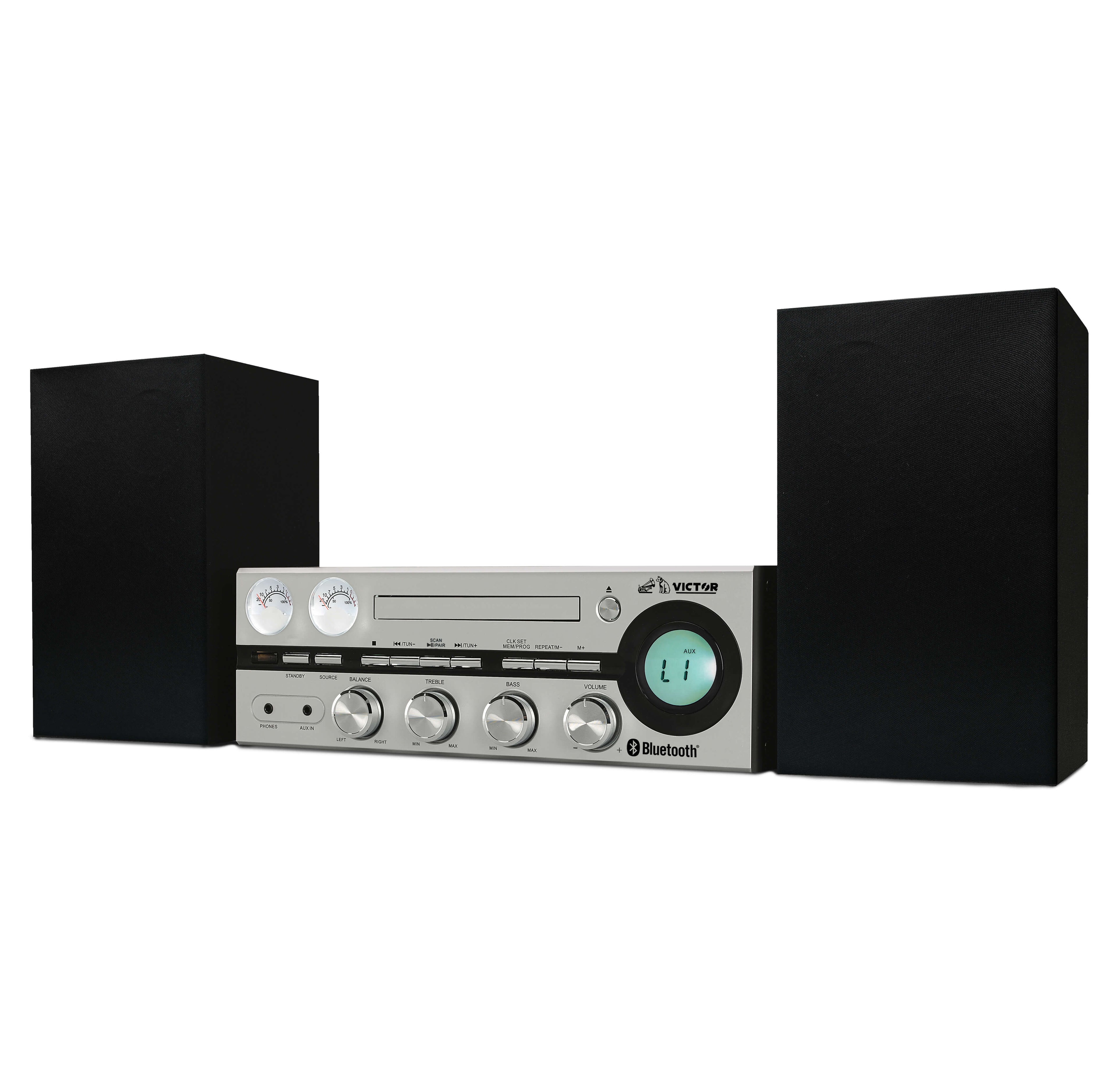 Victor Milwaukee 50W Desktop CD Stereo System w Bluetooth, CD Player &amp; FM Radio Jupiter Gear Home