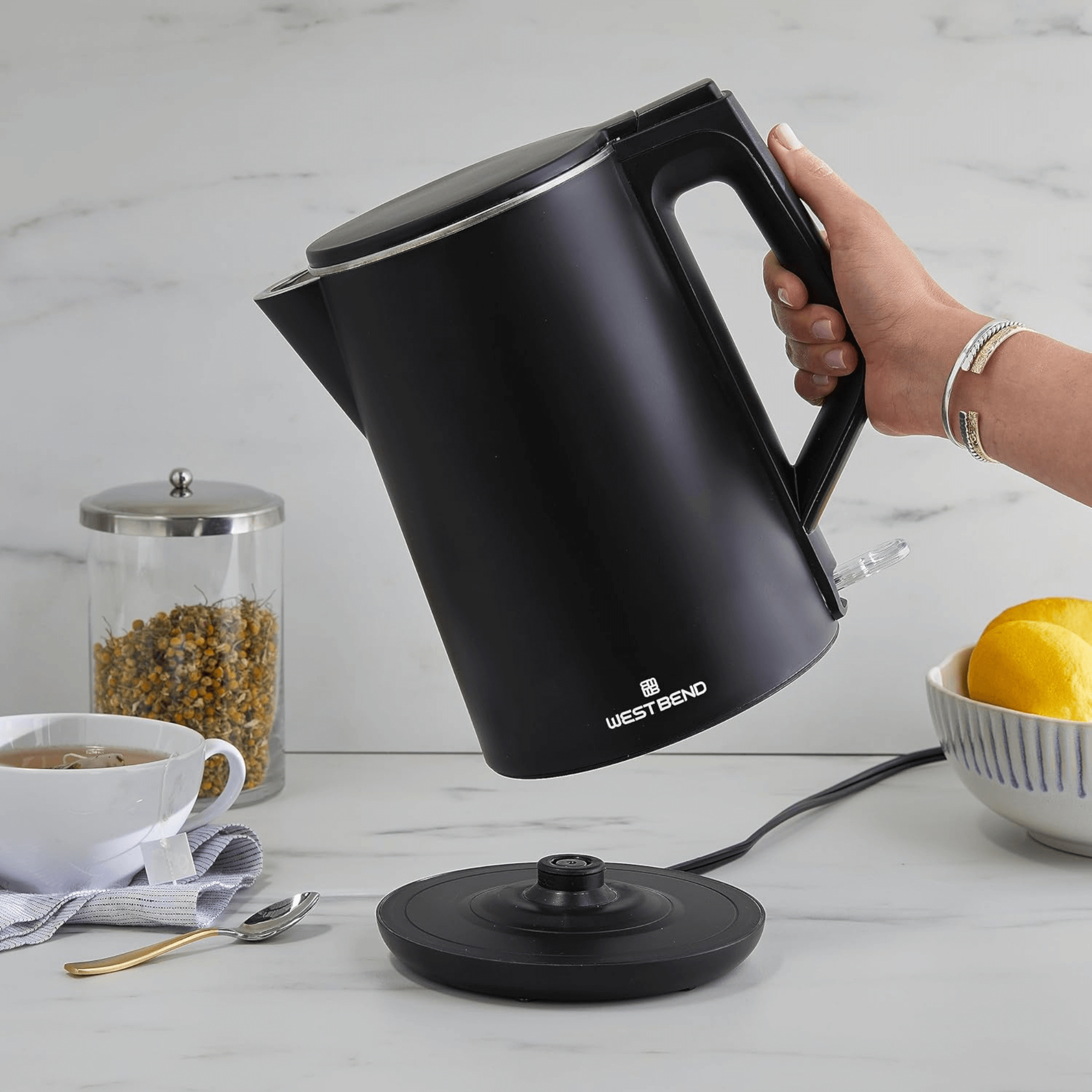 West Bend 1500W 1.5L Cordless Kettle with Stainless Interior Jupiter Gear Home
