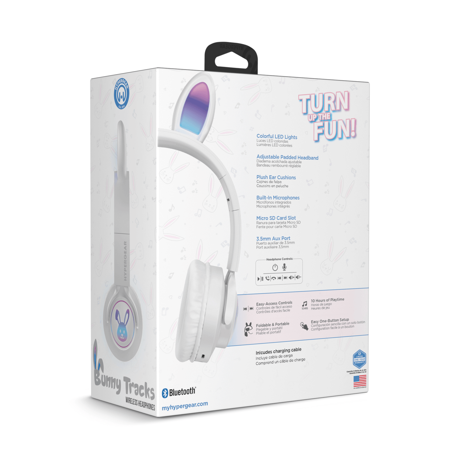HyperGear Bunny Tracks Wireless Light-Up Headphones Jupiter Gear Home