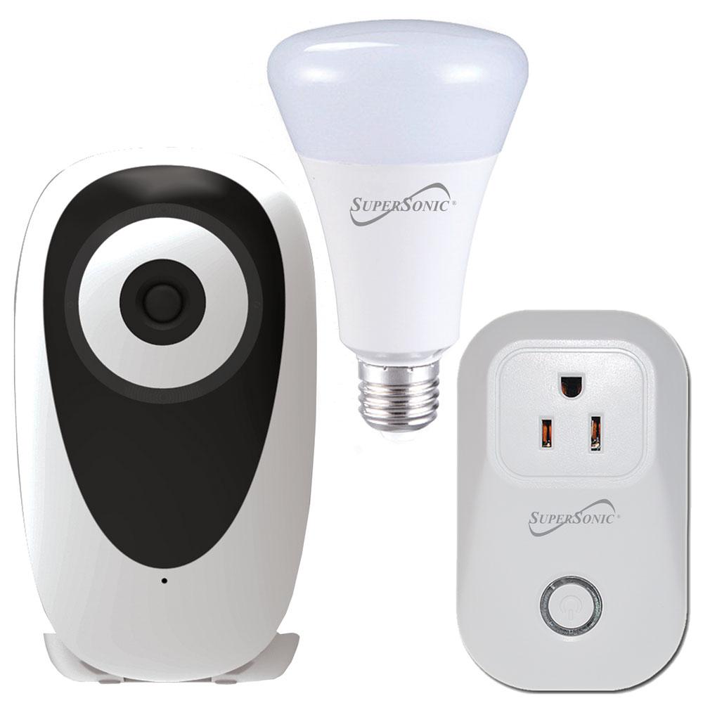 Supersonic 3-Pc. Smart Home Starter Kit with WiFi enabled: HD Camera, Plug, &amp; Bulb Jupiter Gear Home