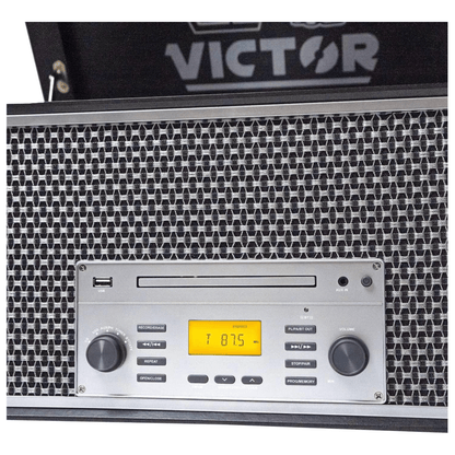 Victor Monument 8-in-1 Wood Music Center Graphite - Refurbished Jupiter Gear Home