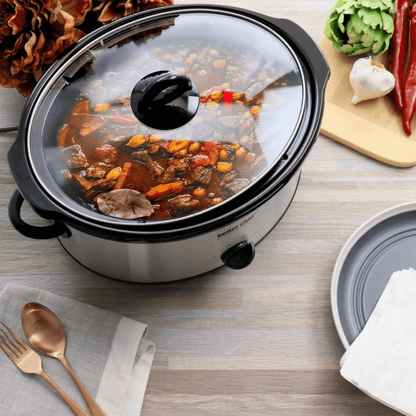 Better Chef 6-Quart Oval Stainless Steel Slow Cooker with Removable Stoneware Crock Jupiter Gear Home