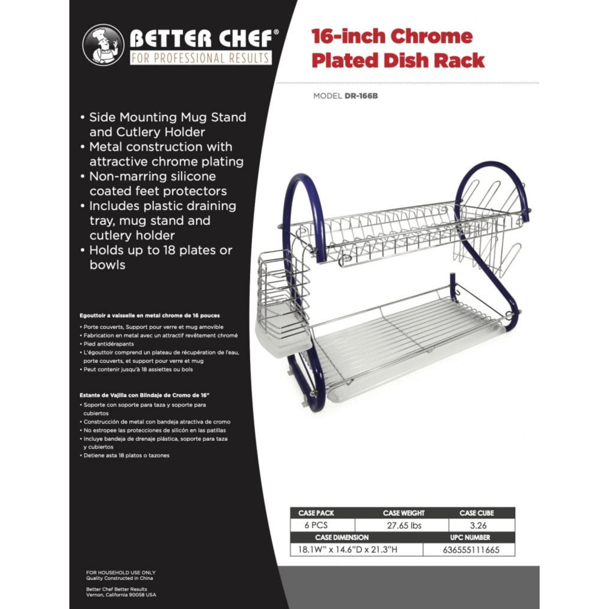 Better Chef 16" 2-Level Colored-Chrome-Plated S-Shaped Dish Rack Jupiter Gear Home