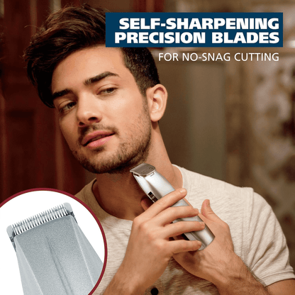 Wahl Battery Operated Beard and Nose-Hair Trimmer Mens Grooming 9-Piece Combo Jupiter Gear Home