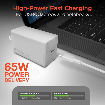 HyperGear SpeedBoost 65W USB-C PD PPS GaN Laptop Charger Jupiter Gear Home