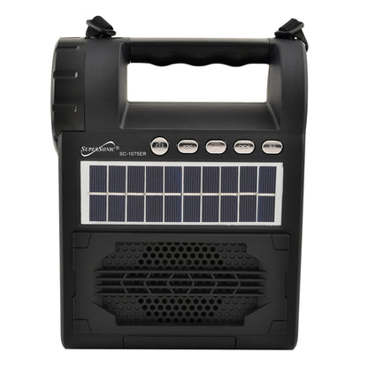 Supersonic Solar Power Speaker w FM Radio, Flashlight, Lantern &amp; Phone Stand Jupiter Gear Home