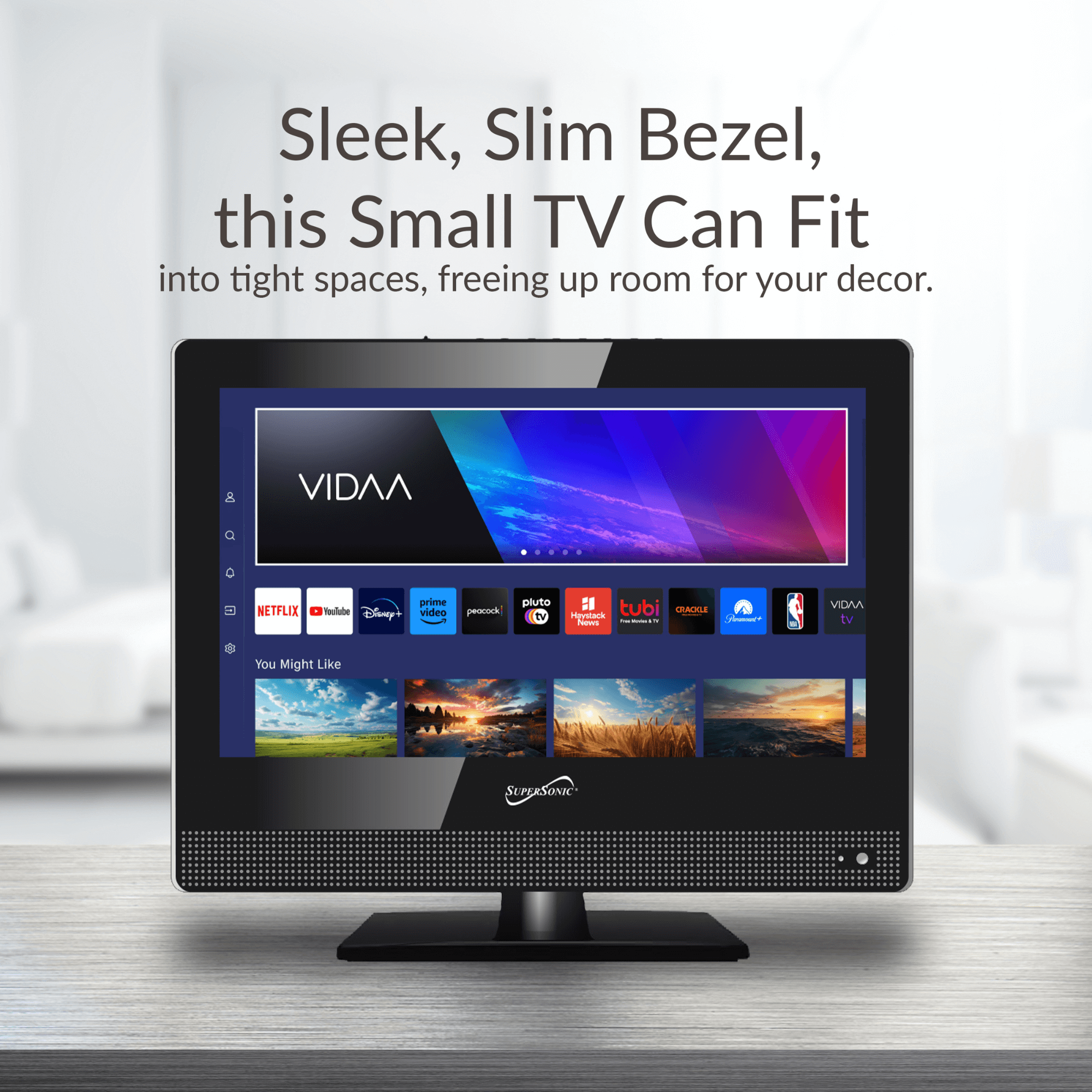 Supersonic 15" VIDAA ACDC Compatible LED Smart TV with Built-In WiFi Jupiter Gear Home