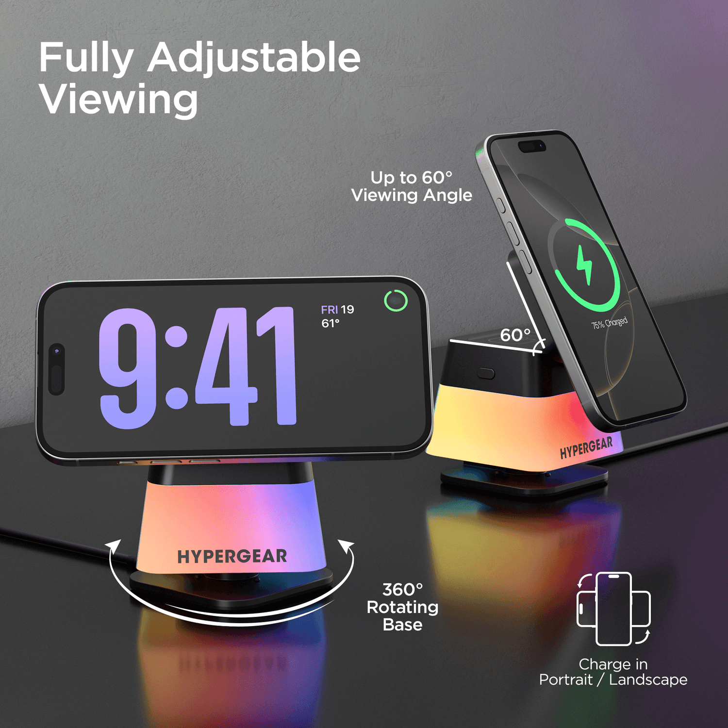 HyperGear PowerFold Cube RGB 3-in-1 Wireless Charging Stand Jupiter Gear Home