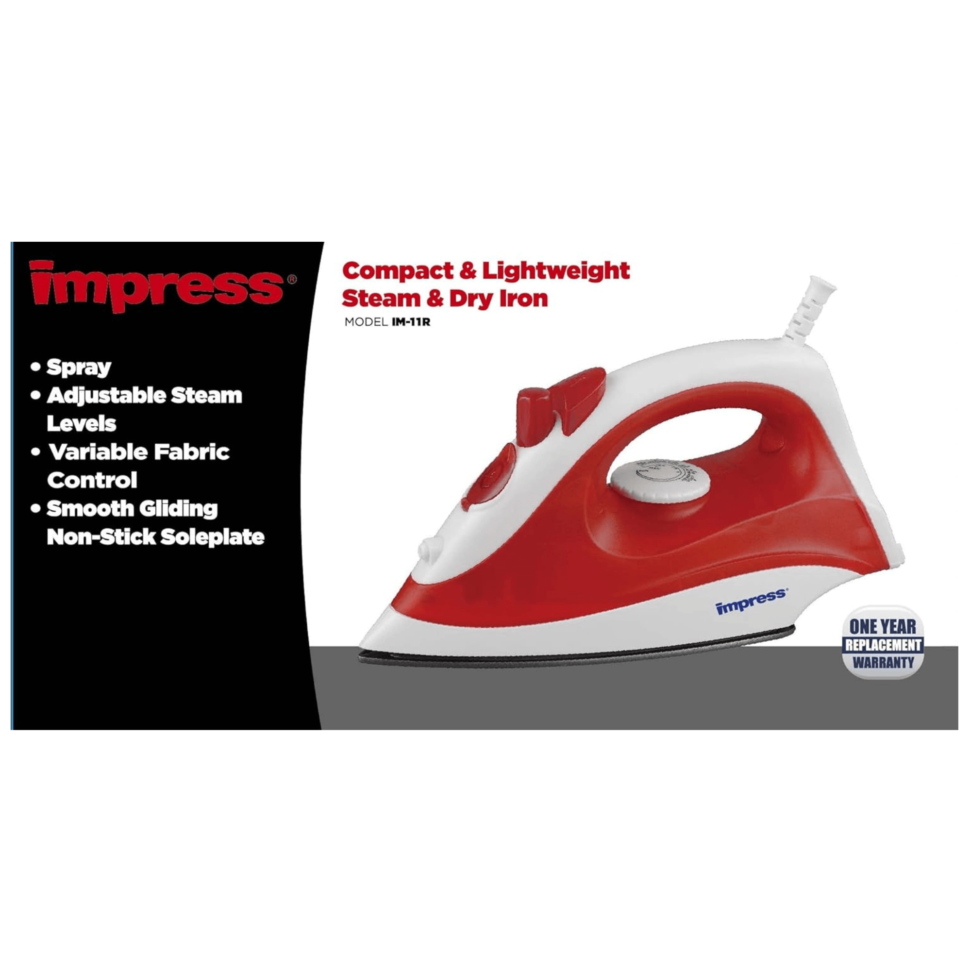 Impress Compact Non-Stick Steam and Dry Iron with Spray Jupiter Gear Home
