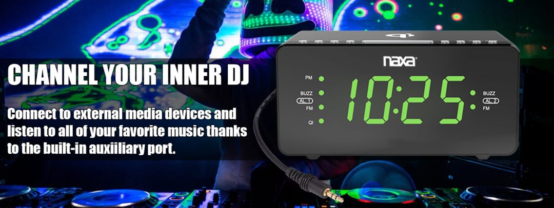 Naxa Dual Alarm Clock with Qi Wireless Charging Function (NRC-191) Jupiter Gear Home