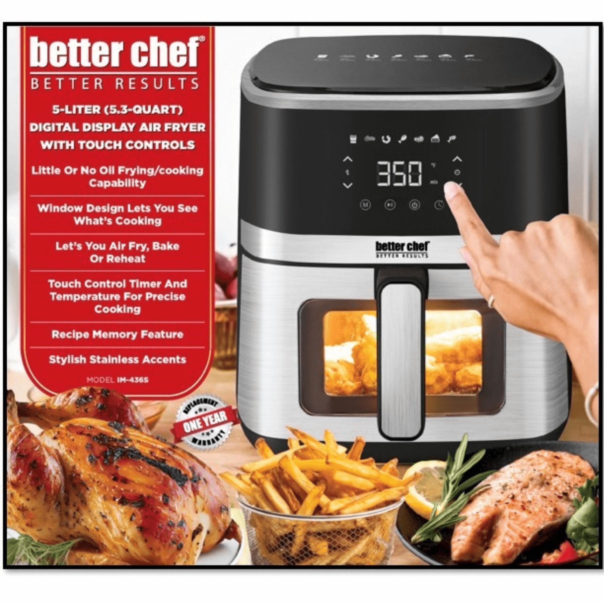 Better Chef Stainless Steel 5L Digital Display Air Fryer Jupiter Gear Home