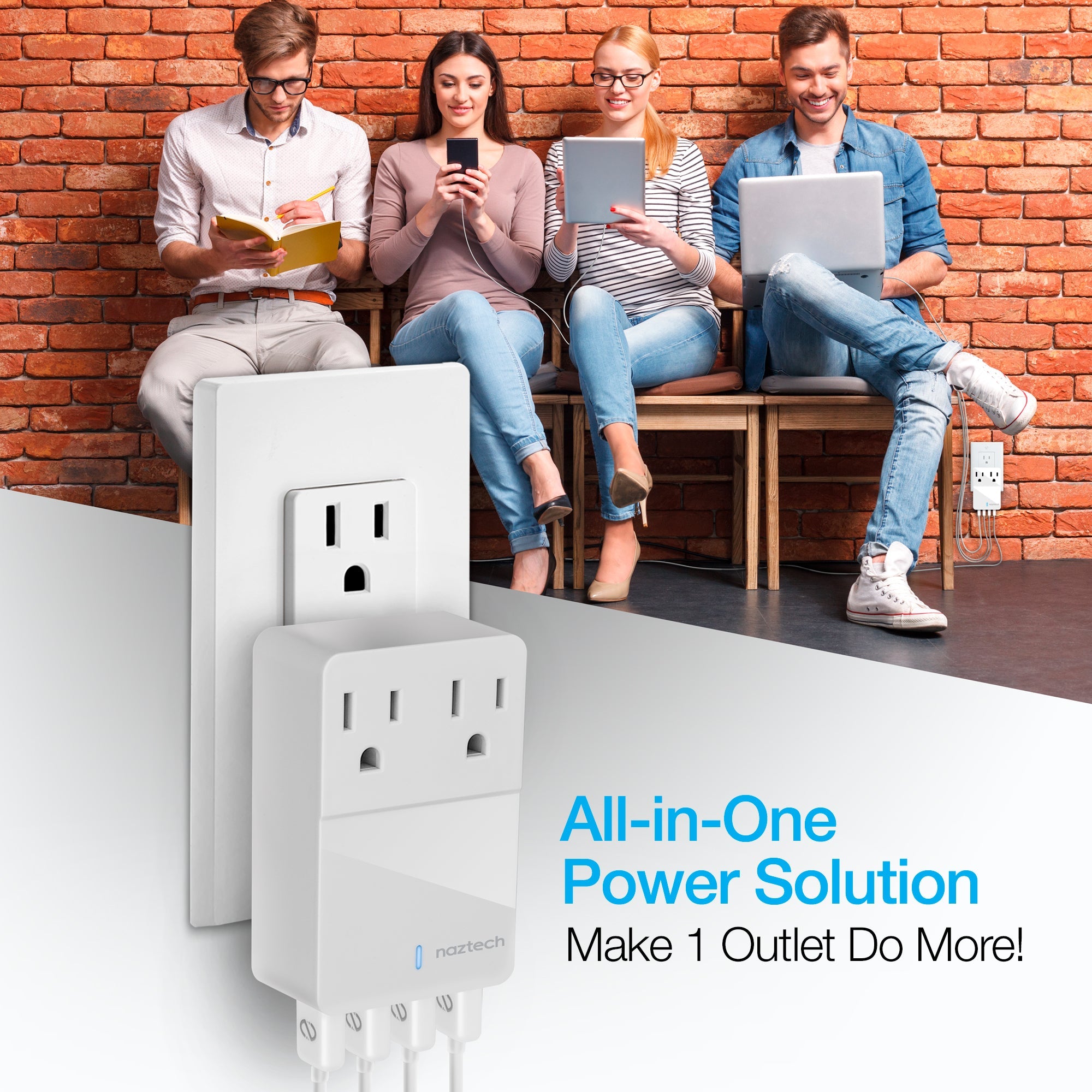 Naztech Fast Multi-Device Charger- 2 Outlets + 4 USB Port Jupiter Gear Home