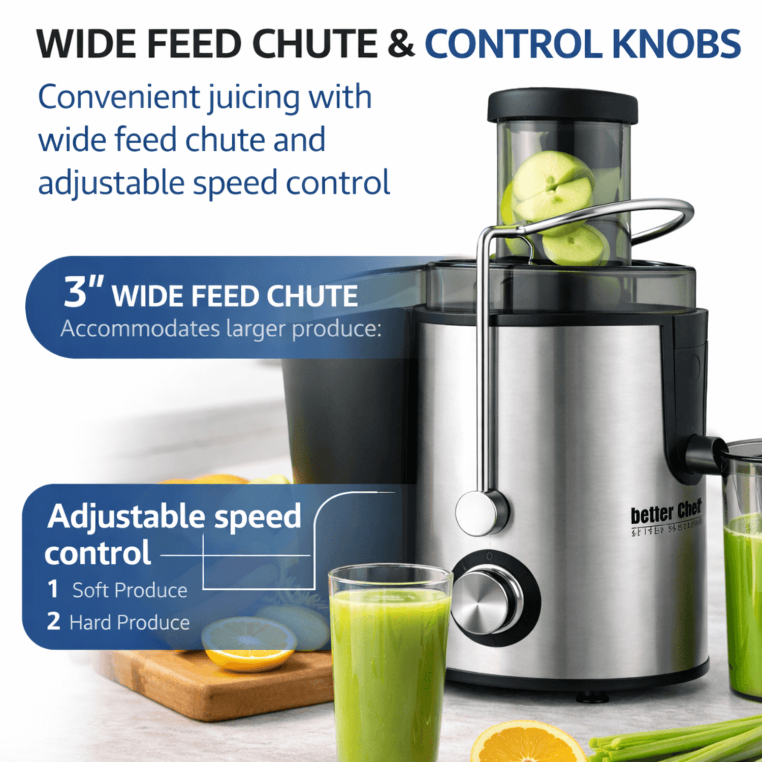Better Chef 400W Large Feed Juice Extractor Jupiter Gear Home
