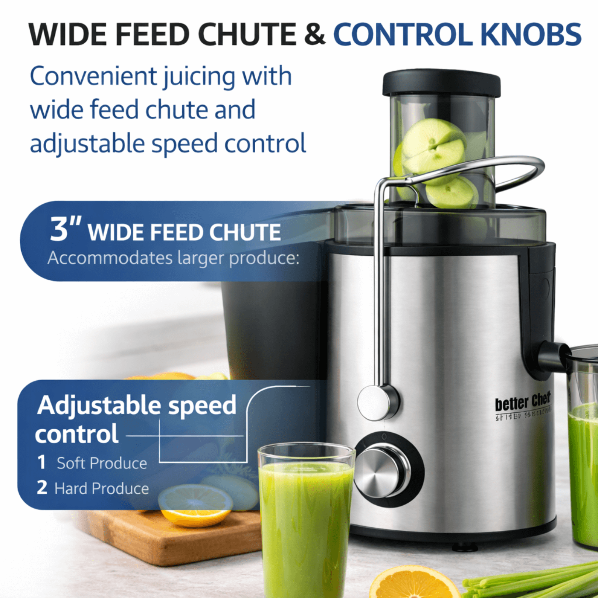 Better Chef 400W Large Feed Juice Extractor Jupiter Gear Home