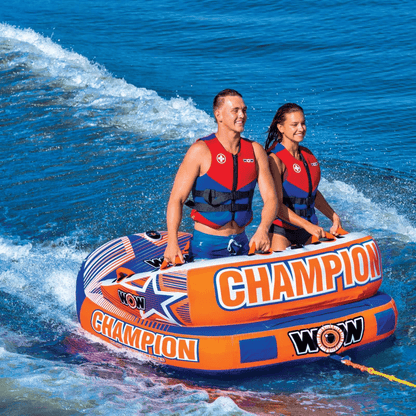 WOW Watersports Champion 2-Person Towable with EZ-Up Nose for Minimal Drag and Footrest Jupiter Gear Home