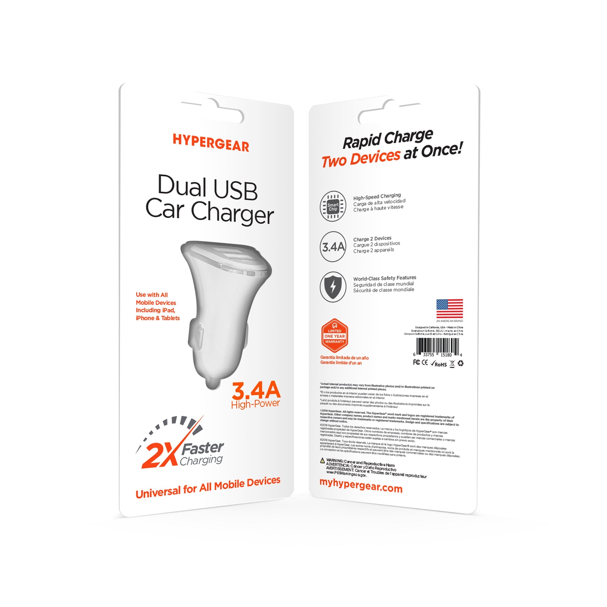 HyperGear Hi-Power Dual USB 3.4A Car Charger Jupiter Gear Home