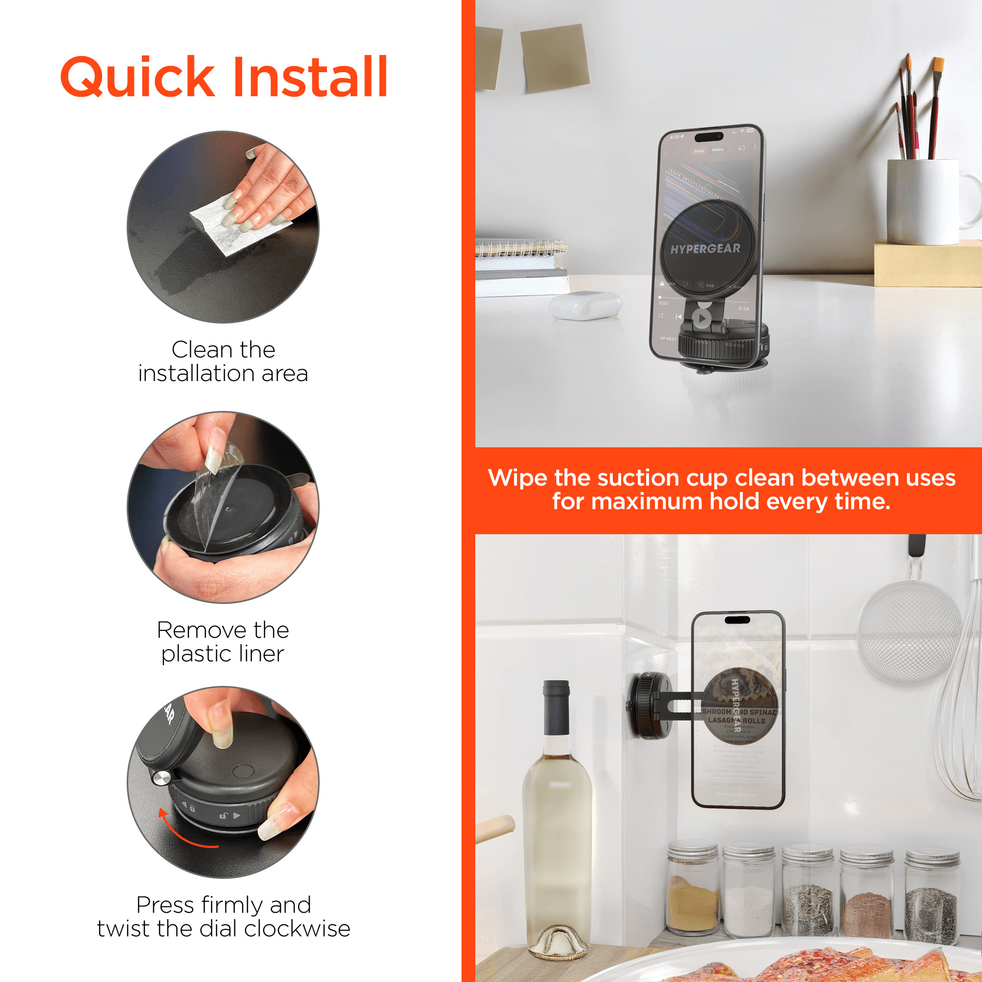 HyperGear Mag Vac Magnetic Phone Mount with Vacuum Suction Cup Base Jupiter Gear Home