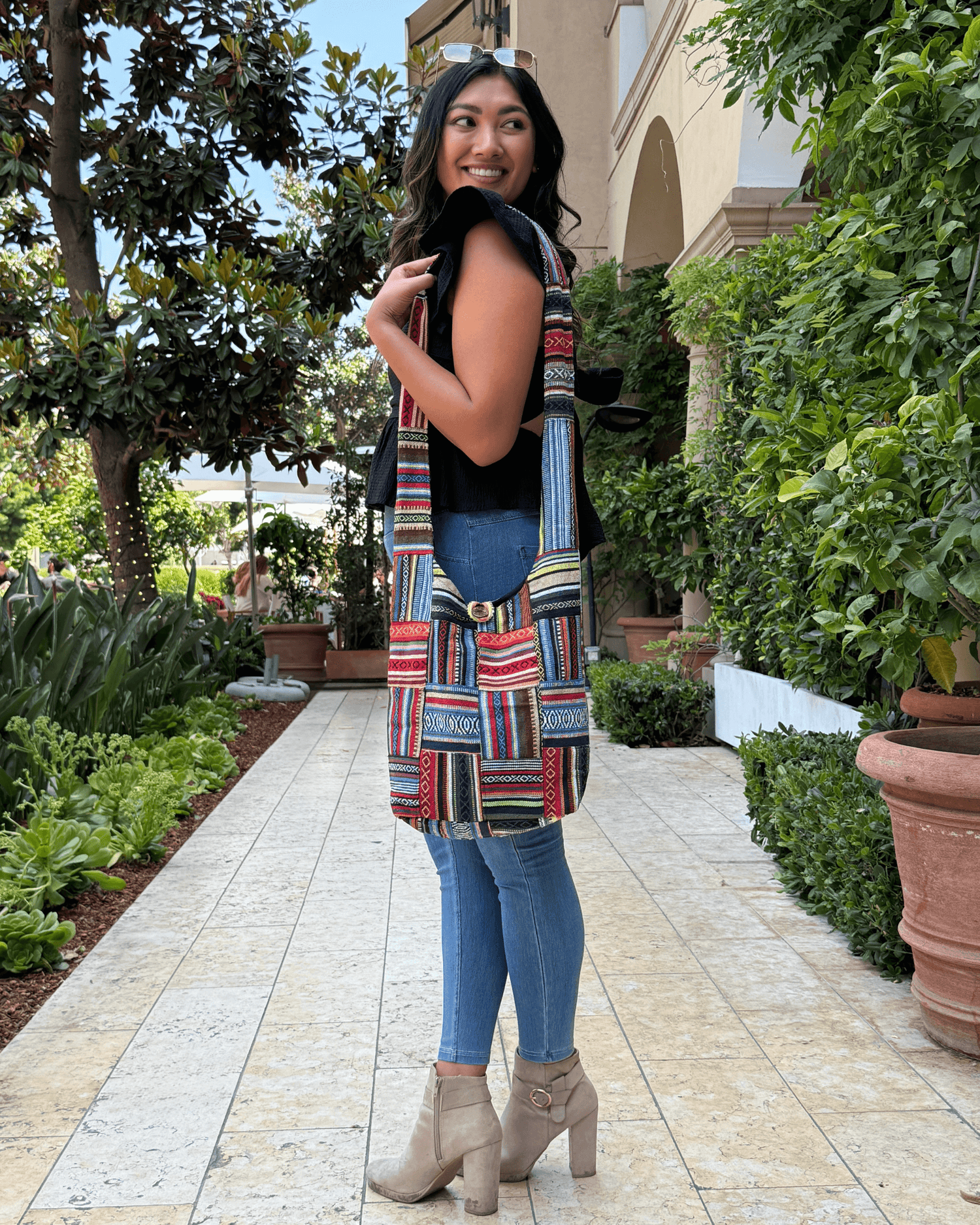 Kathmandu Collection Patchwork Striped Hobo Bag Jupiter Gear Home