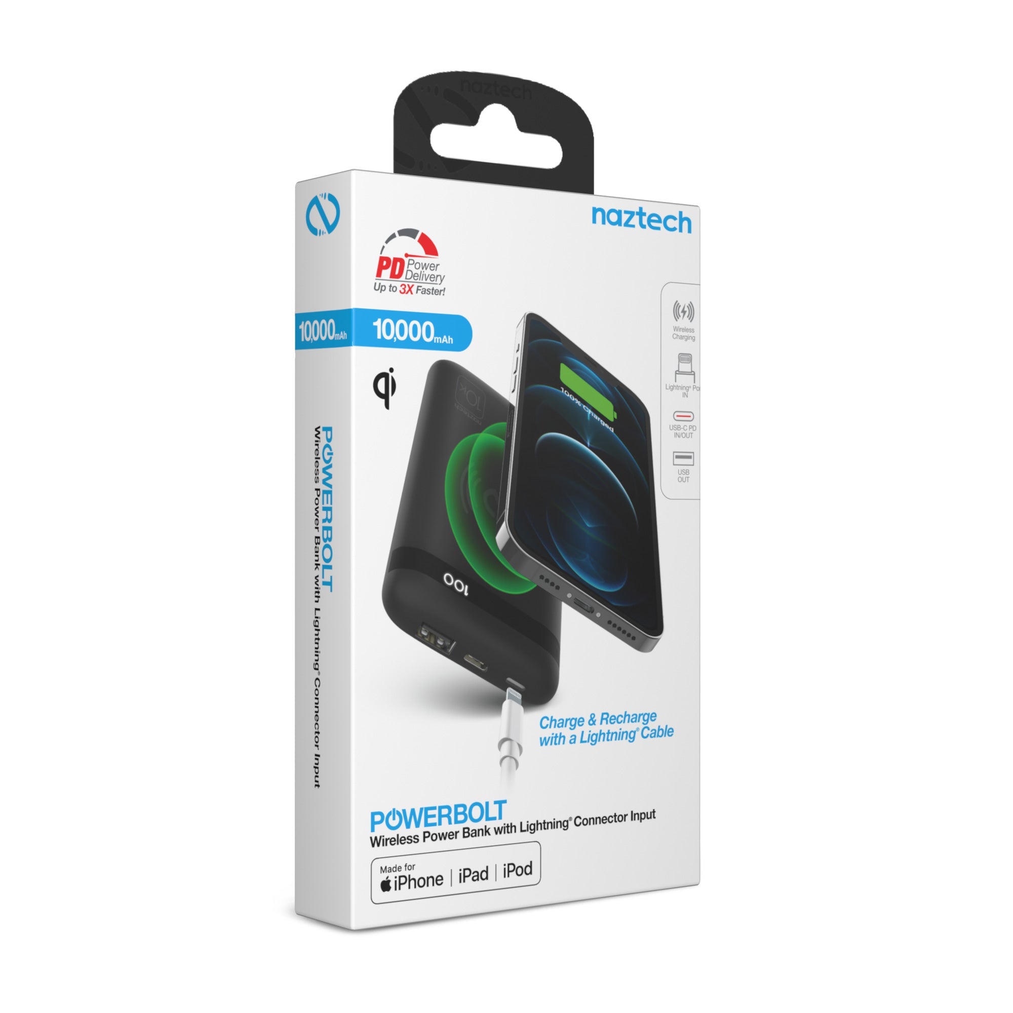 Naztech PowerBolt PD Wireless Power Bank with MFI Input Jupiter Gear Home