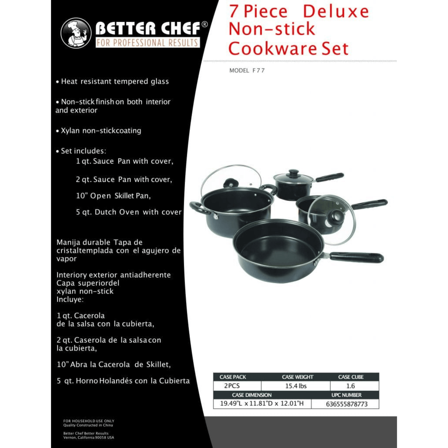 Better Chef 7-Piece Carbon Steel Cookware Set with Glass Lids Jupiter Gear Home