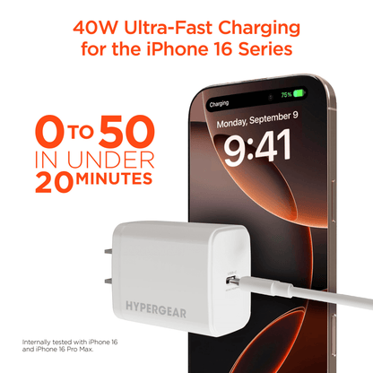 HyperGear SpeedBoost 40W USB-C PD GaN Fast Wall Charger with PPS Jupiter Gear Home