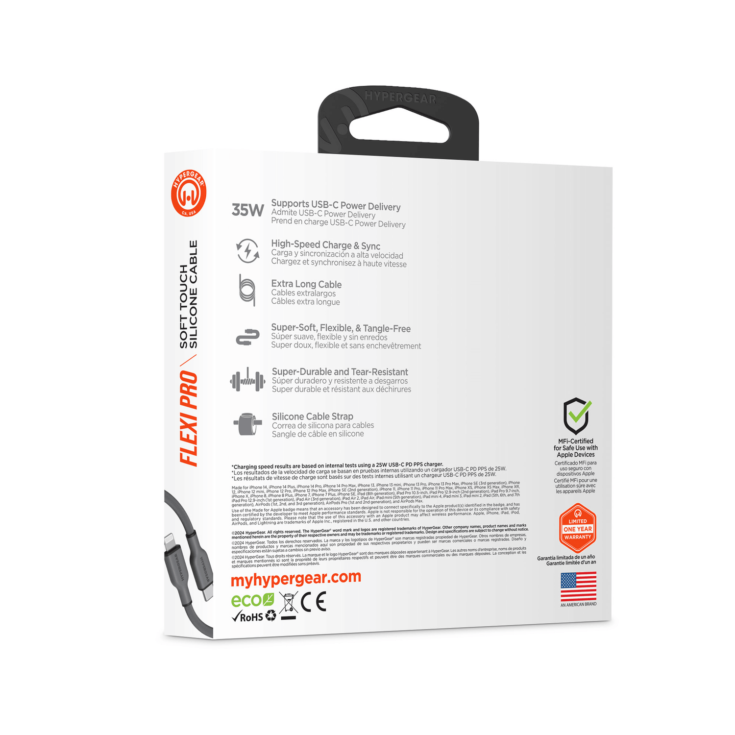 HyperGear Flexi PRO USB-C to Lightning Cable 10ft Jupiter Gear Home
