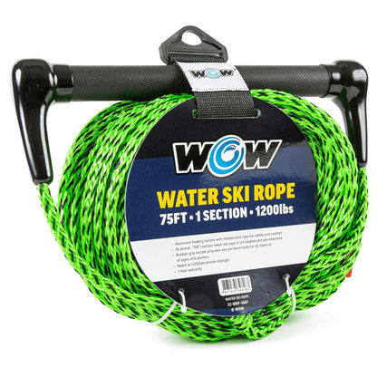 WOW Watersports 75ft 1-Section Tow Rope with Rubber Handle Jupiter Gear Home