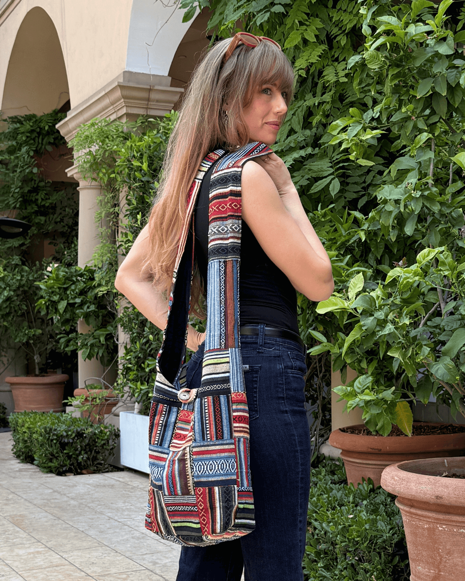 Kathmandu Collection Patchwork Striped Hobo Bag Jupiter Gear Home