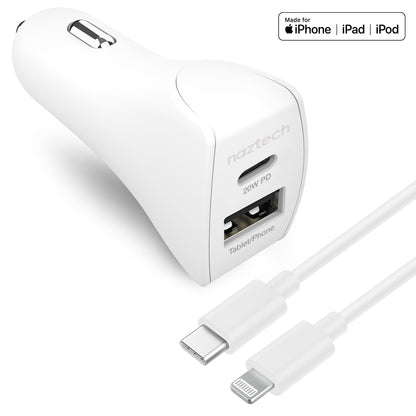 Naztech 20W USB-C PD+12W USB Car Charger Jupiter Gear Home