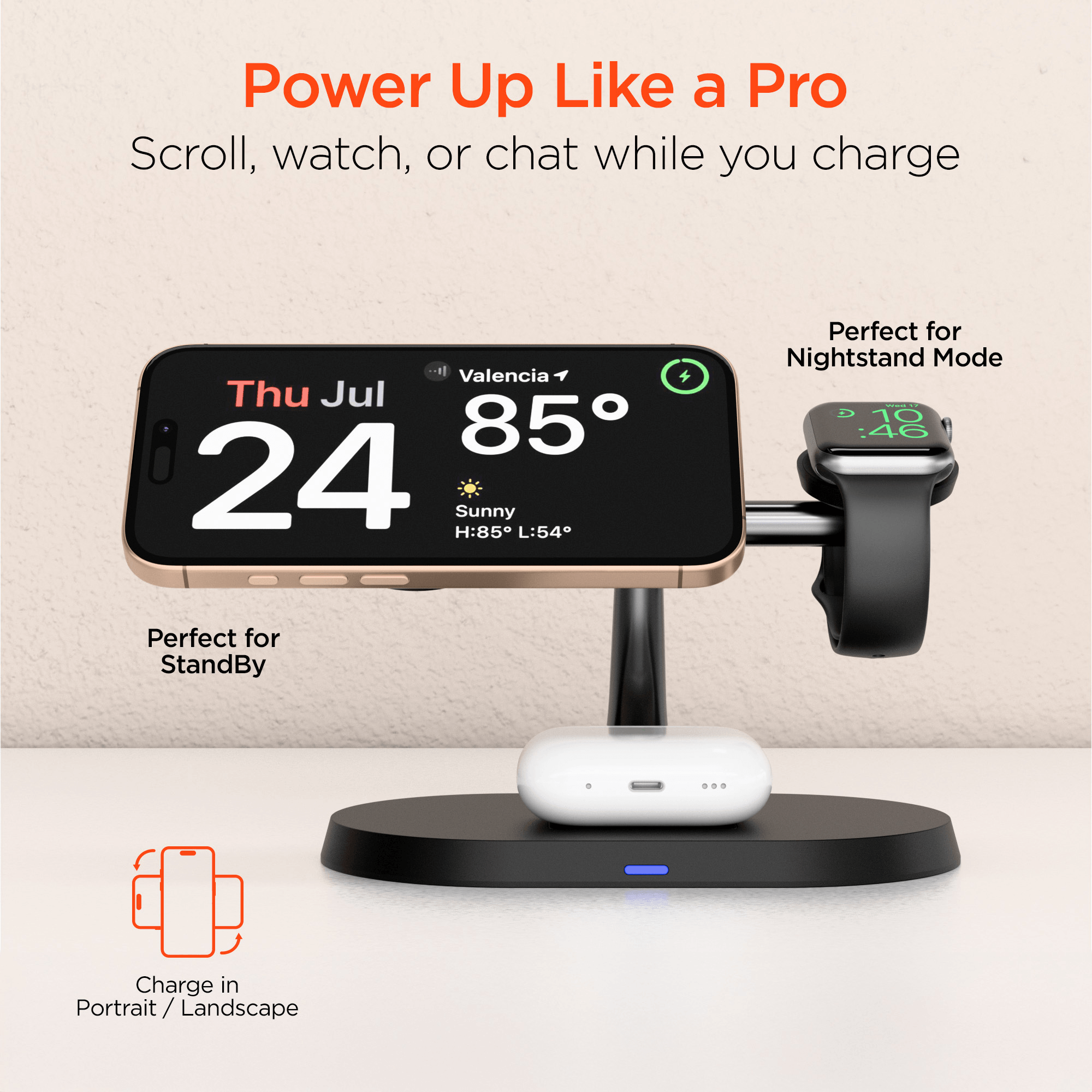 HyperGear MaxCharge Pro 3-in-1 Magsafe Charging Stand Jupiter Gear Home