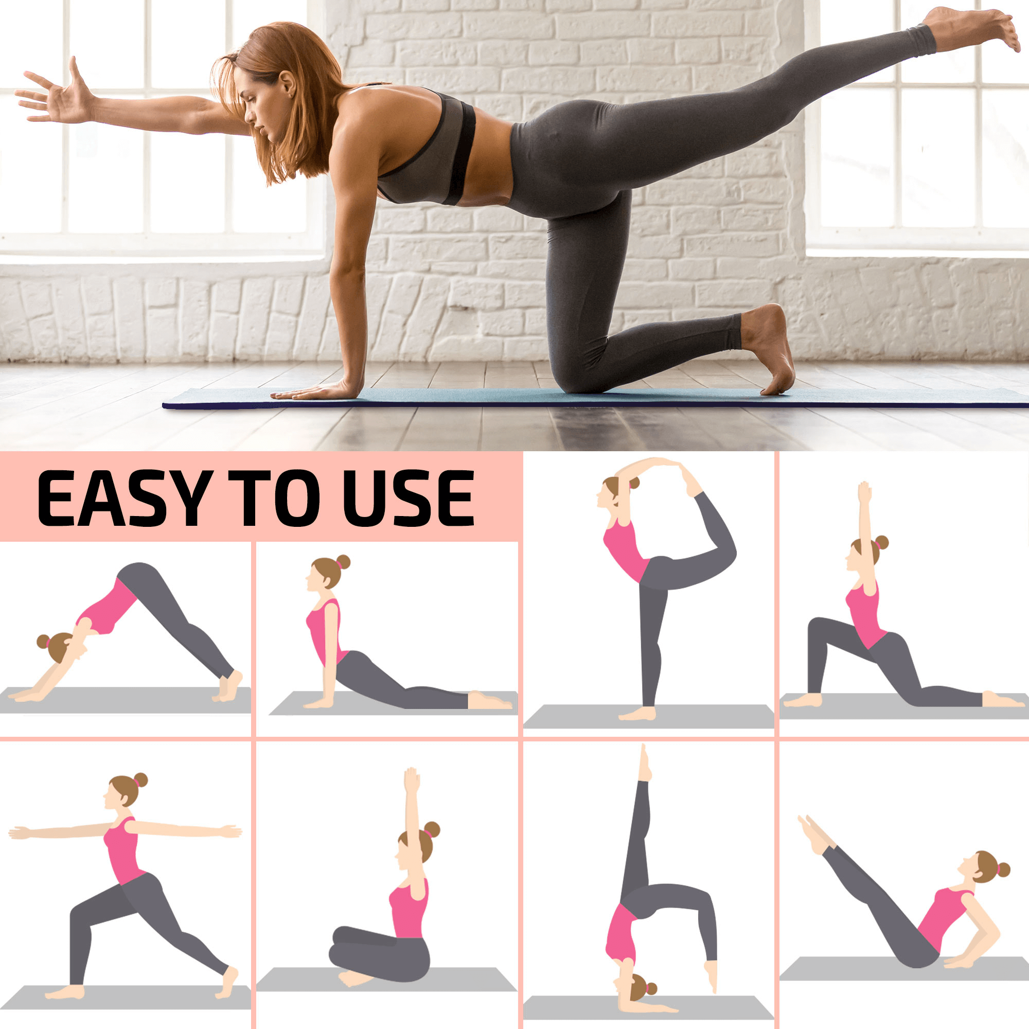 XGear Fitness Thick Travel Yoga Mat with Carrying Strap Jupiter Gear Home