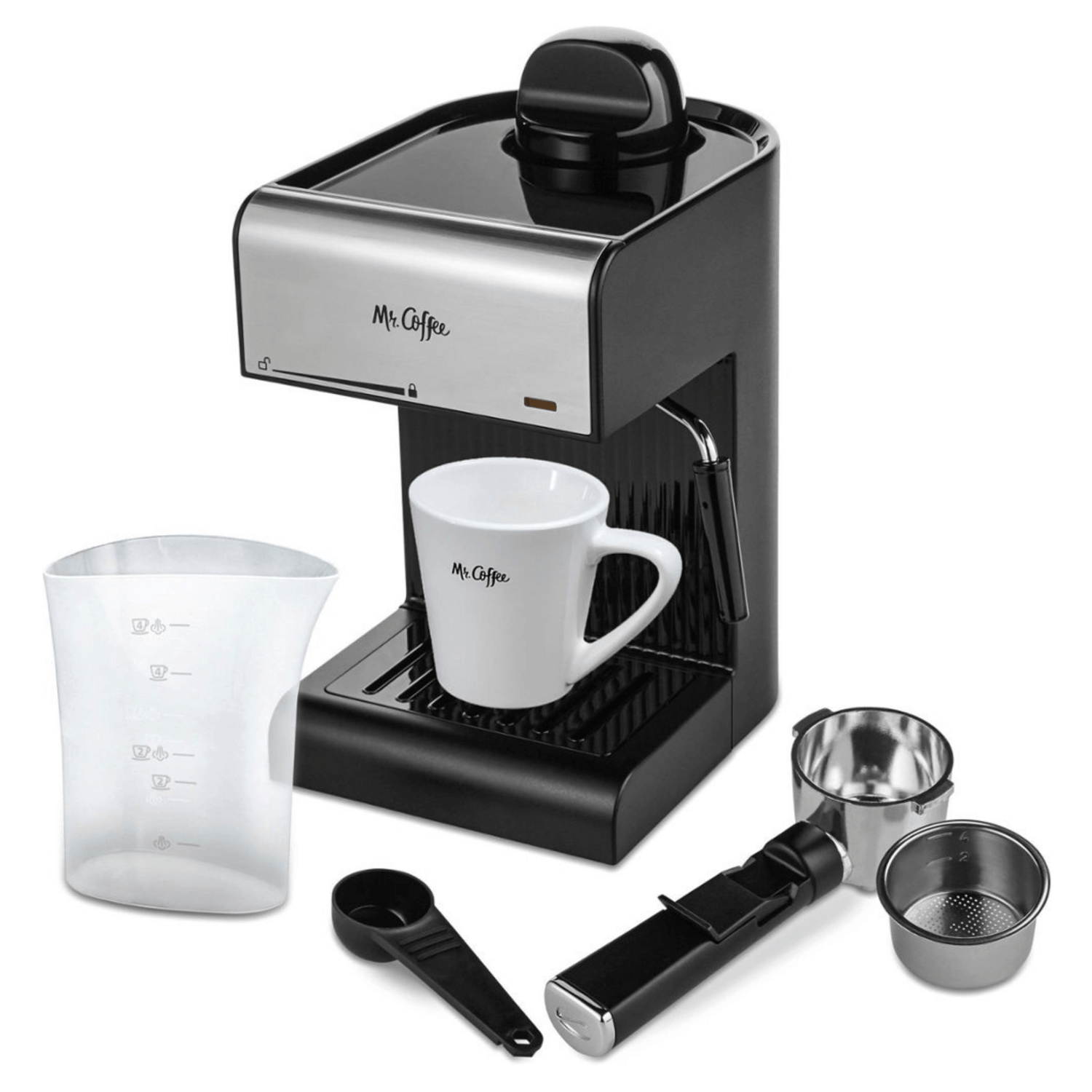 Mr. Coffee Café Steam Espresso and Cappuccino Machine with Milk Frothing Wand Jupiter Gear Home