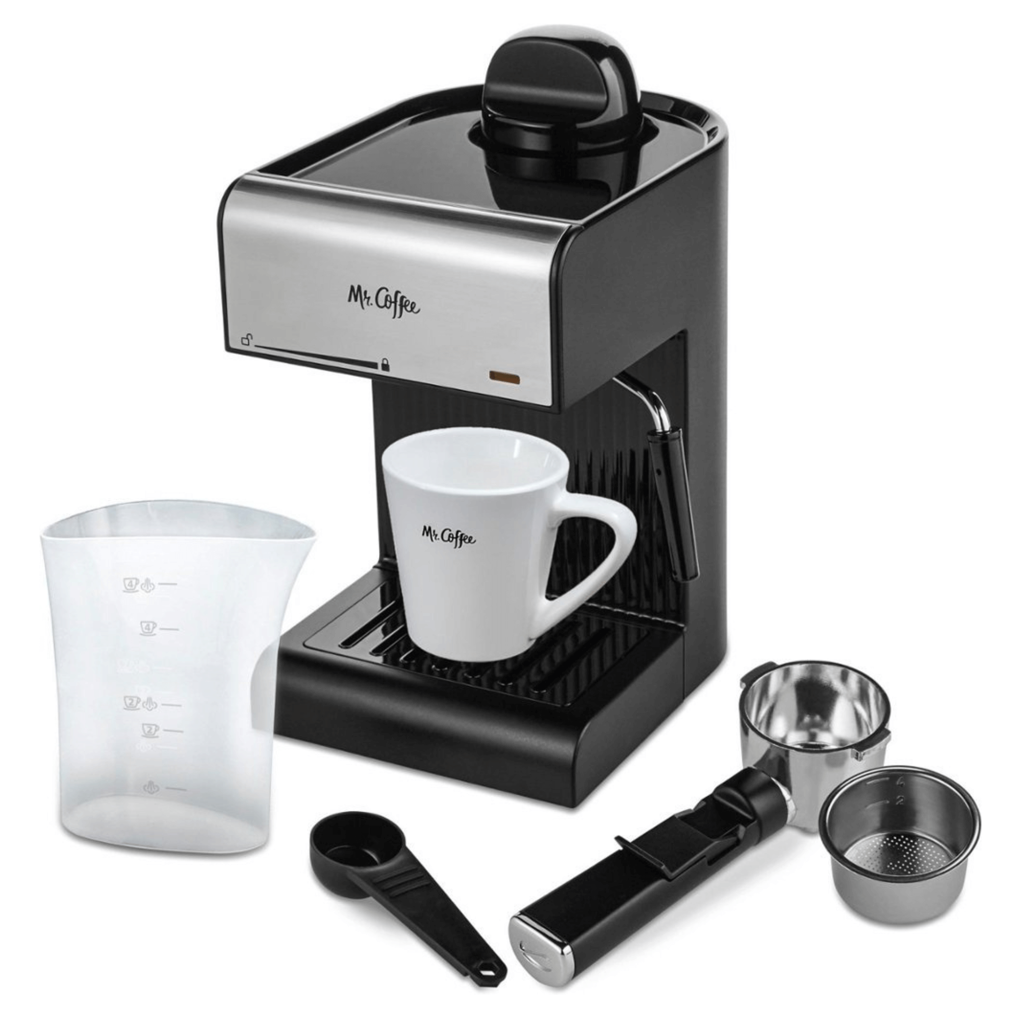 Mr. Coffee Café Steam Espresso and Cappuccino Machine with Milk Frothing Wand Jupiter Gear Home