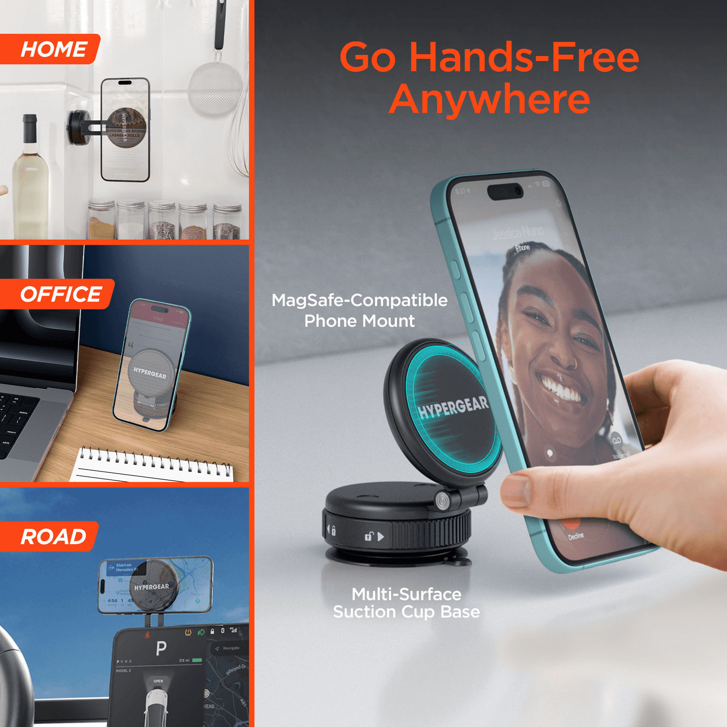HyperGear Mag Vac Magnetic Phone Mount with Vacuum Suction Cup Base Jupiter Gear Home