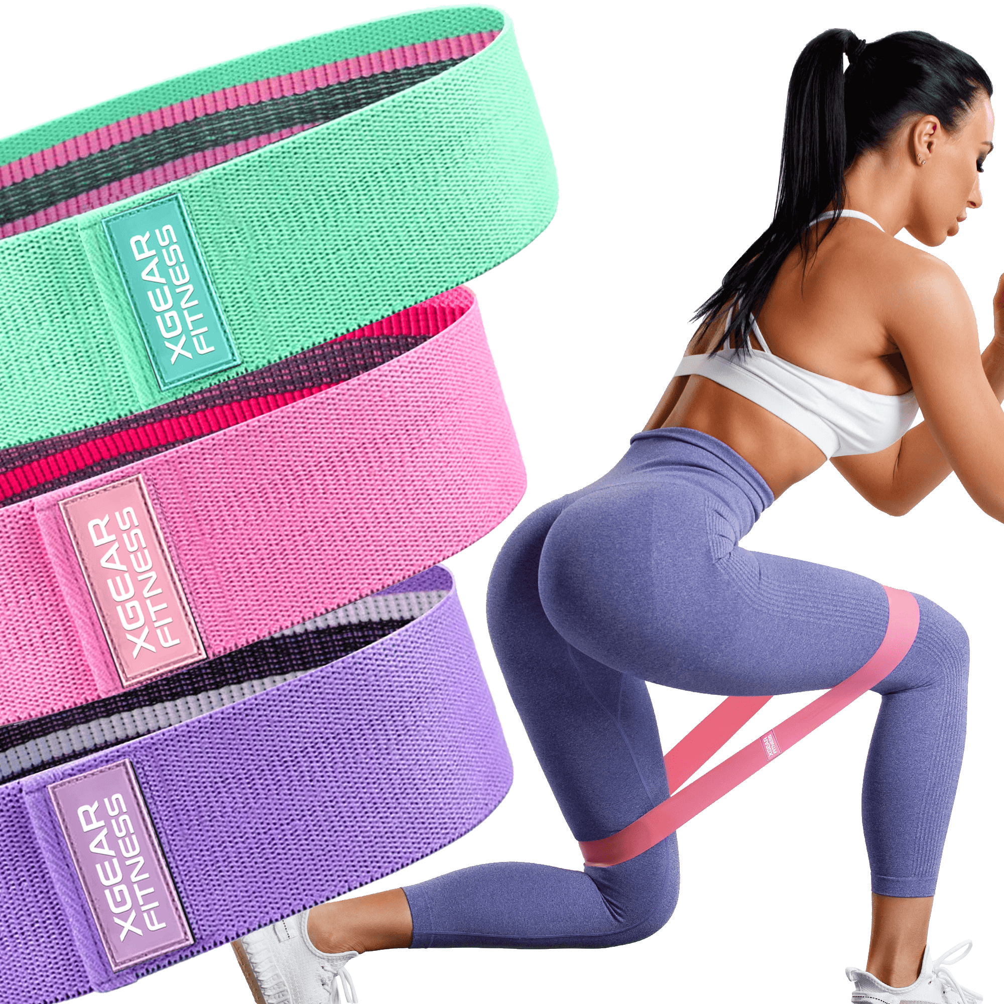 XGear Fitness Set of 3 Womens Butt and Hip Exercise Bands Jupiter Gear Home