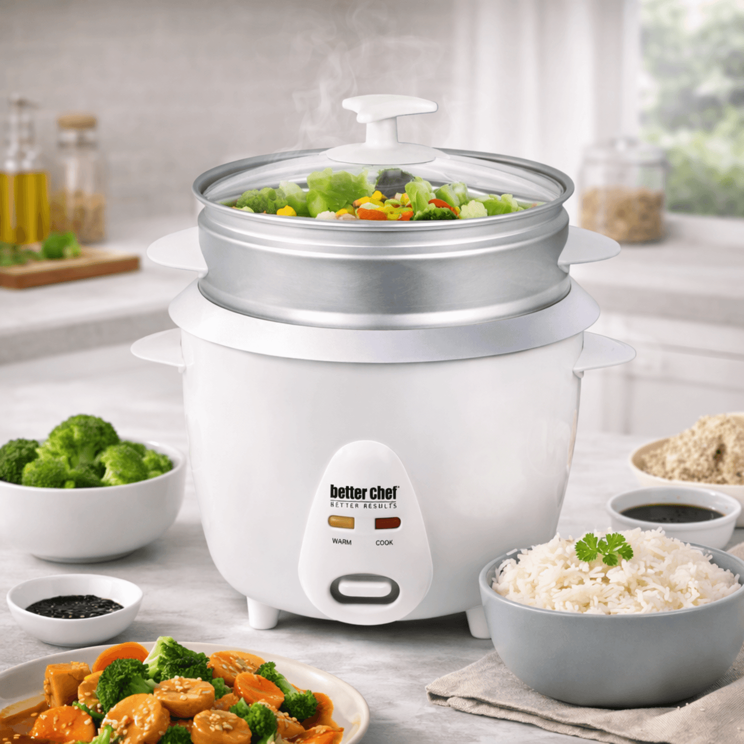 Better Chef 5-Cup - 10-Cup Cooked - Rice Cooker with Steamer Jupiter Gear Home