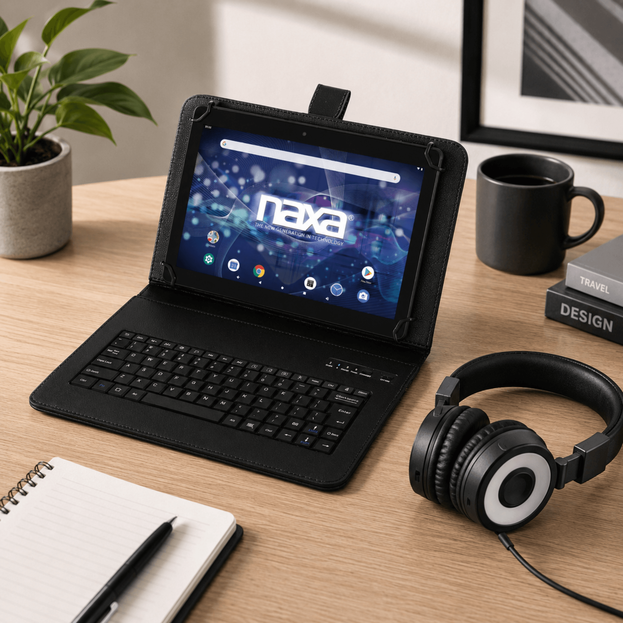Naxa 10.1" Tablet with BT Keyboard, Case &amp; Headphone Black - Refurbished Jupiter Gear Home