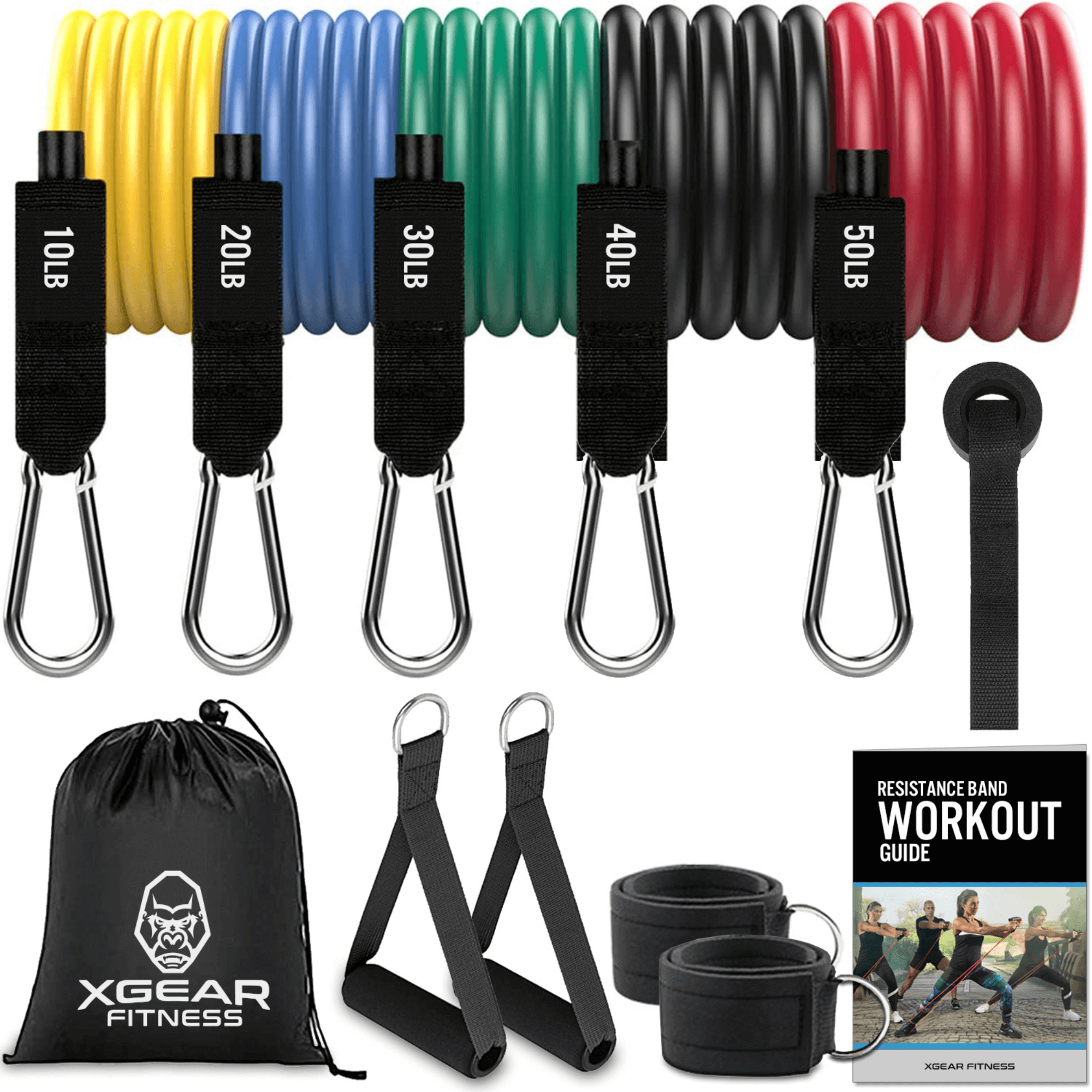 XGear Fitness 11-Piece Exercise Resistance Band Set with Handles Jupiter Gear Home