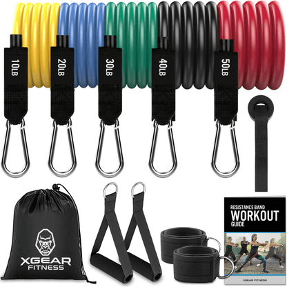 XGear Fitness 11-Piece Exercise Resistance Band Set with Handles Jupiter Gear Home